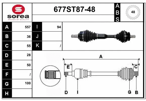 Arbre de transmission STARTCAR 677ST87-48