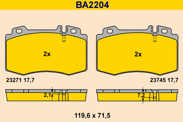Kit de plaquettes de frein, frein à disque BARUM BA2204