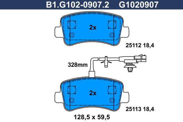 Kit de plaquettes de frein, frein à disque GALFER B1.G102-0907.2