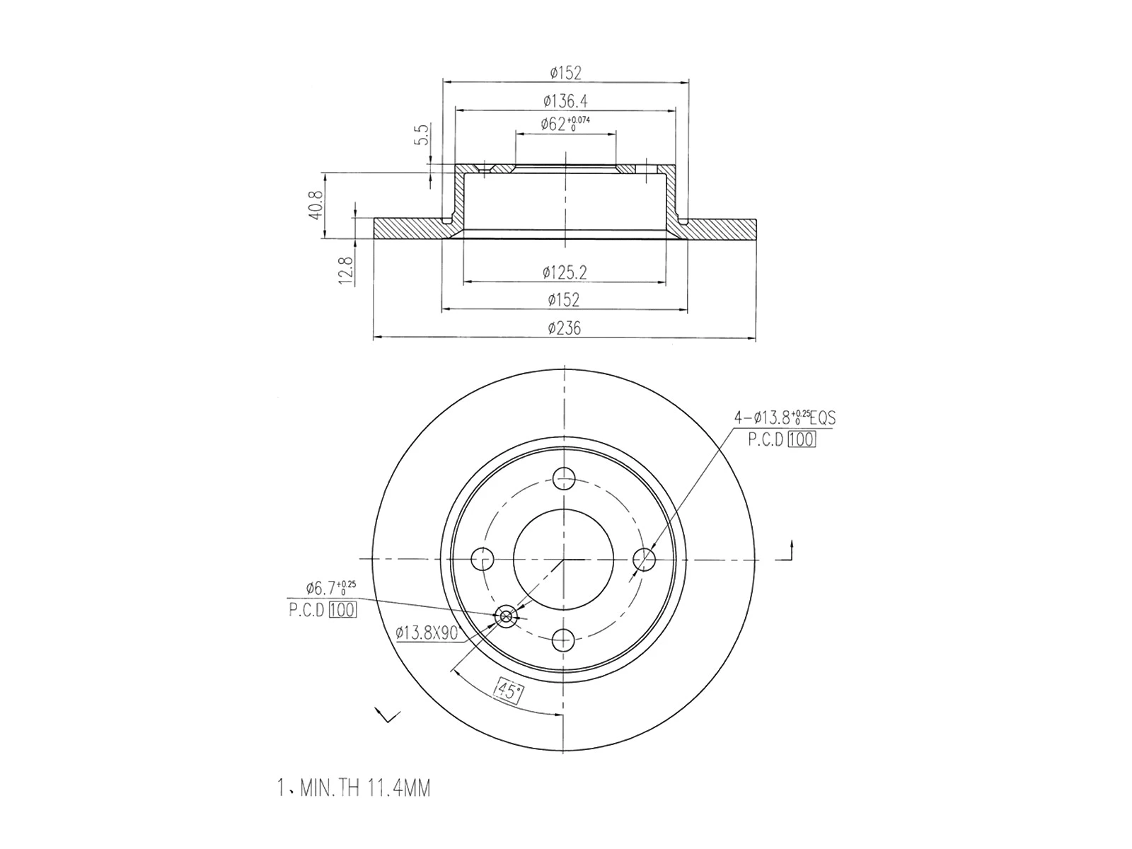Disque de frein A.Z. Meisterteile AZMT-44-024-1524