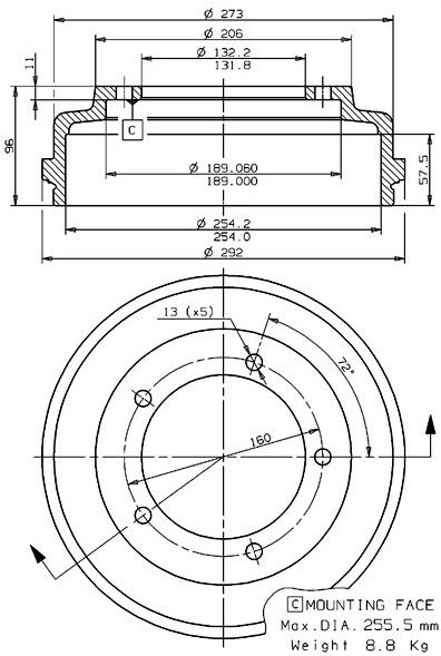 Tambour de frein VILLAR 627.0086