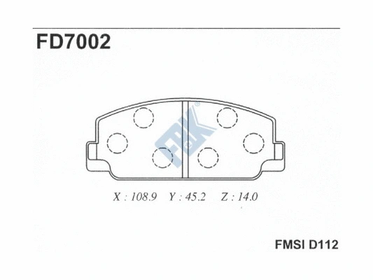 Kit de plaquettes de frein, frein à disque FBK FD7002