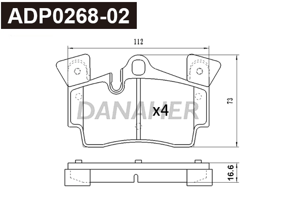 Kit de plaquettes de frein, frein à disque DANAHER ADP0268-02