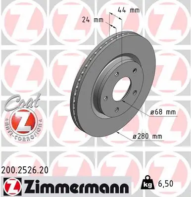 Disque de frein ZIMMERMANN 200.2526.20