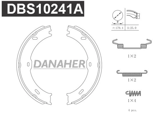 Jeu de mâchoires de frein, frein de stationnement DANAHER DBS10241A