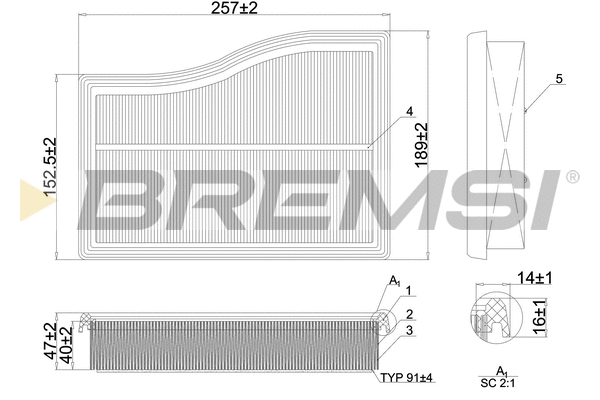 Filtre à air BREMSI FA1101