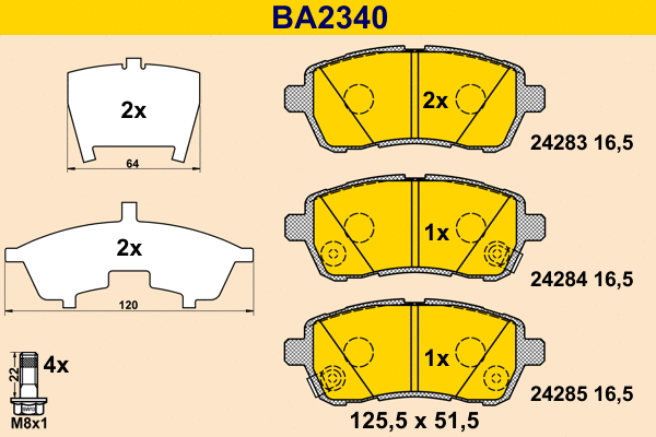 Kit de plaquettes de frein, frein à disque BARUM BA2340