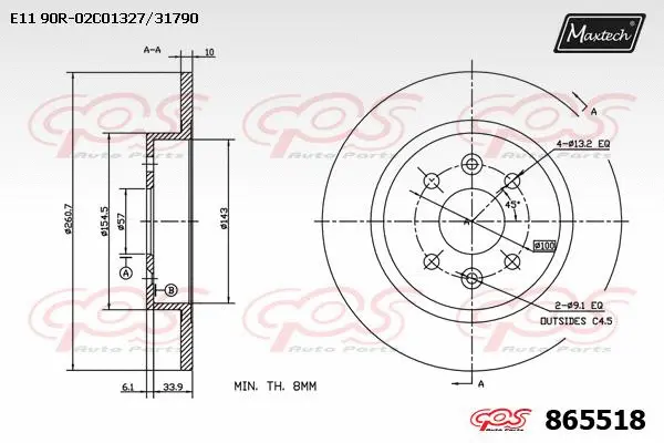 Disque de frein MAXTECH 865518