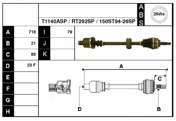 Arbre de transmission Technika 38150ASP