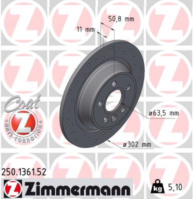 Disque de frein ZIMMERMANN 250.1361.52