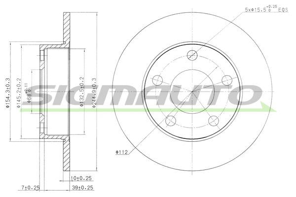 Disque de frein SIGMAUTO DBA323S