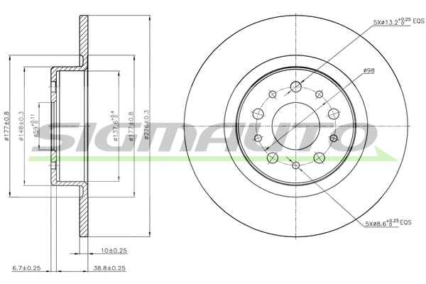 Disque de frein SIGMAUTO DBB138S