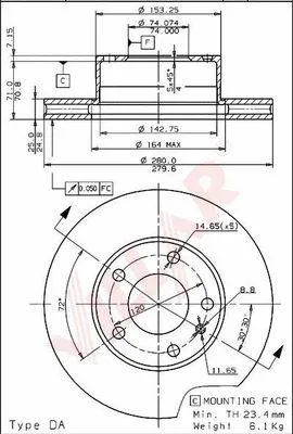 Disque de frein VILLAR 628.1465
