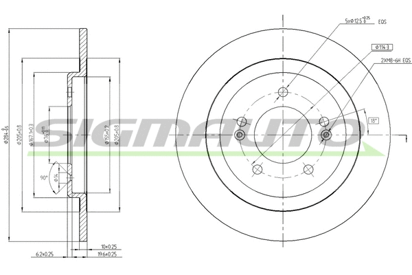 Disque de frein SIGMAUTO DBC482S