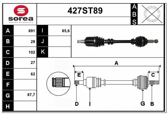 Arbre de transmission STARTCAR 427ST89