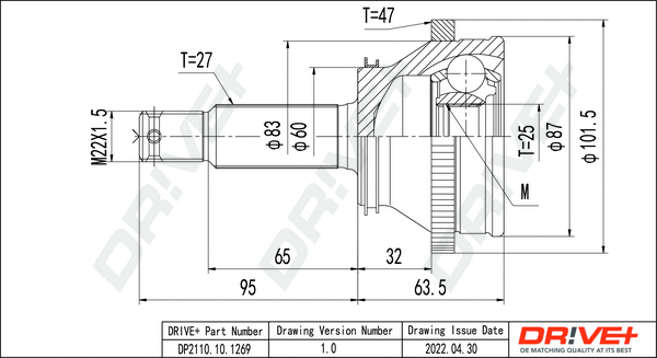Jeu de joints, arbre de transmission Dr!ve+ DP2110.10.1269