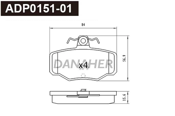 Kit de plaquettes de frein, frein à disque DANAHER ADP0151-01