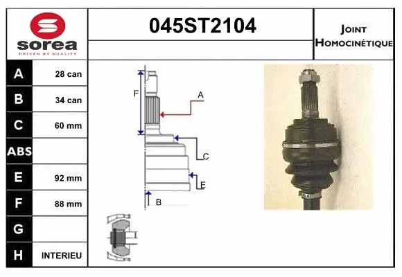 Jeu de joints, arbre de transmission STARTCAR 045ST2104