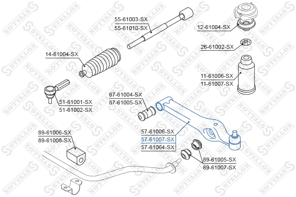 Bras de liaison, suspension de roue STELLOX 57-61007-SX