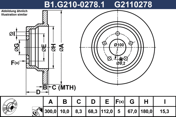 Disque de frein GALFER B1.G210-0278.1