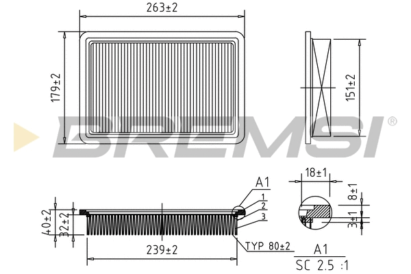Filtre à air BREMSI FA2290