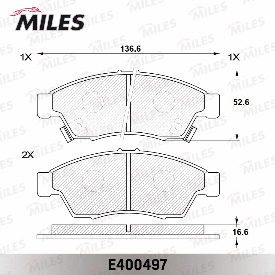 Kit de plaquettes de frein, frein à disque MILES E400497
