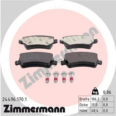 Kit de plaquettes de frein, frein à disque ZIMMERMANN 24496.170.1