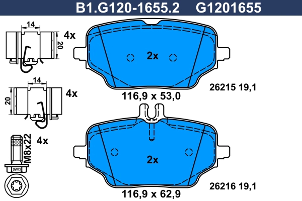 Kit de plaquettes de frein, frein à disque GALFER B1.G120-1655.2
