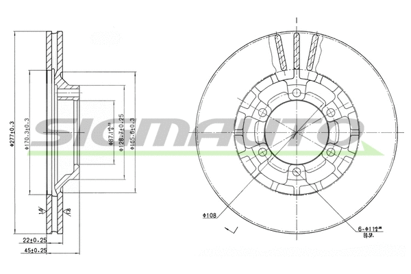 Disque de frein SIGMAUTO DBA460V