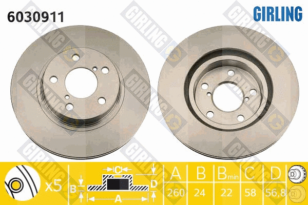 Disque de frein GIRLING 6030911