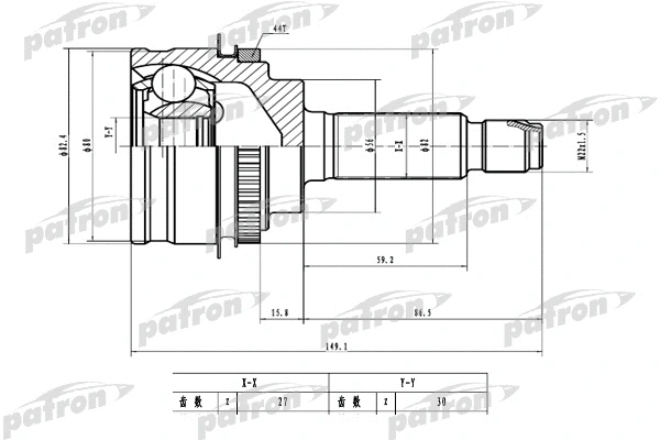 Jeu de joints, arbre de transmission PATRON PCV1784