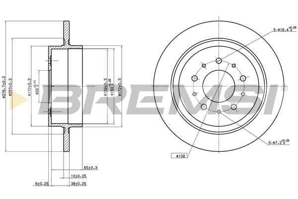 Disque de frein BREMSI CD8179S