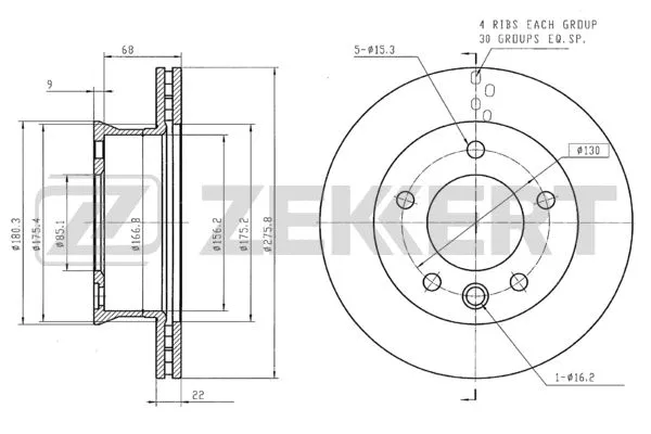 Disque de frein ZEKKERT BS-5199B