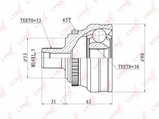 Jeu de joints, arbre de transmission LYNXAUTO CO-1204A