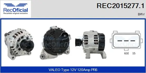 Alternateur RECOFICIAL REC2015277.1