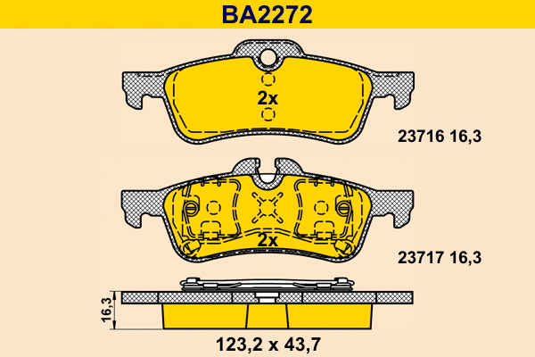 Kit de plaquettes de frein, frein à disque BARUM BA2272