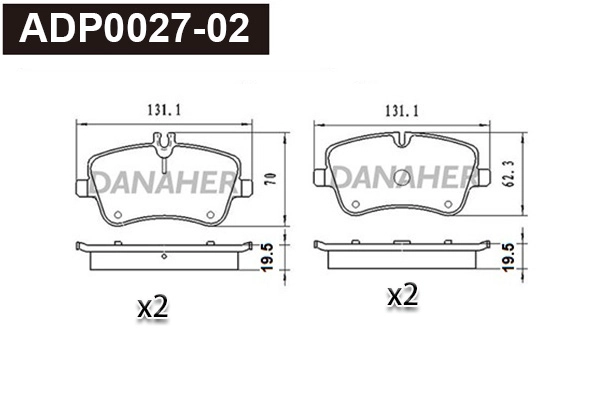 Kit de plaquettes de frein, frein à disque DANAHER ADP0027-02