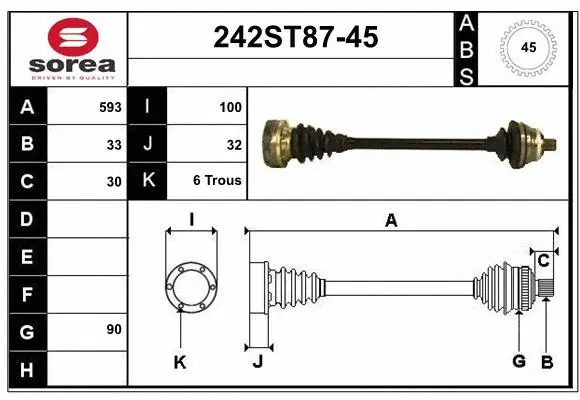 Arbre de transmission STARTCAR 242ST87-45