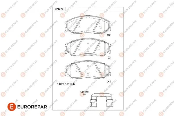 Kit de plaquettes de frein, frein à disque EUROREPAR 1681218380