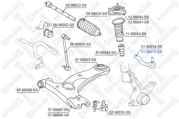 Rotule de barre de connexion STELLOX 51-98015-SX
