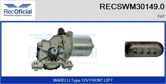 Moteur d'essuie-glace RECOFICIAL RECSWM30149.0