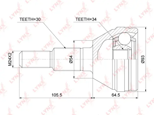 Jeu de joints, arbre de transmission LYNXAUTO CO-3779