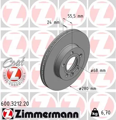 Disque de frein ZIMMERMANN 600.3212.20