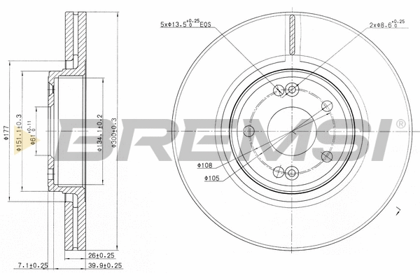 Disque de frein BREMSI CD7205V