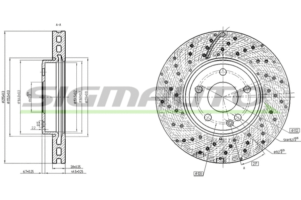 Disque de frein SIGMAUTO DBC464V