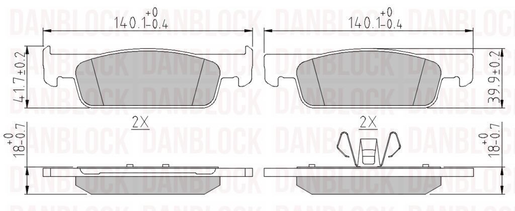 Kit de plaquettes de frein, frein à disque DANBLOCK DB 511128