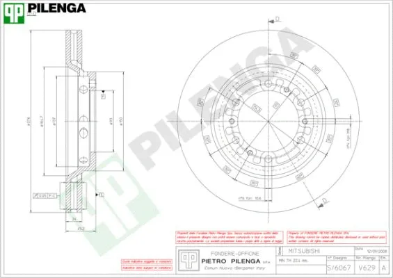 Disque de frein PILENGA V629