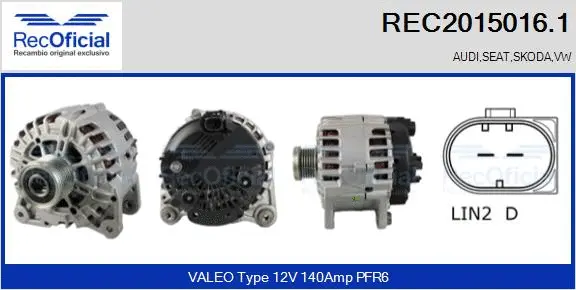 Alternateur RECOFICIAL REC2015016.1