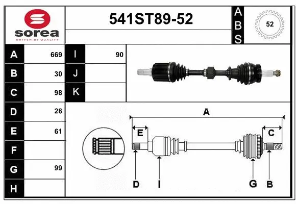 Arbre de transmission STARTCAR 541ST89-52