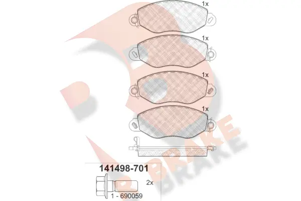 Kit de plaquettes de frein, frein à disque R BRAKE RB1498-701